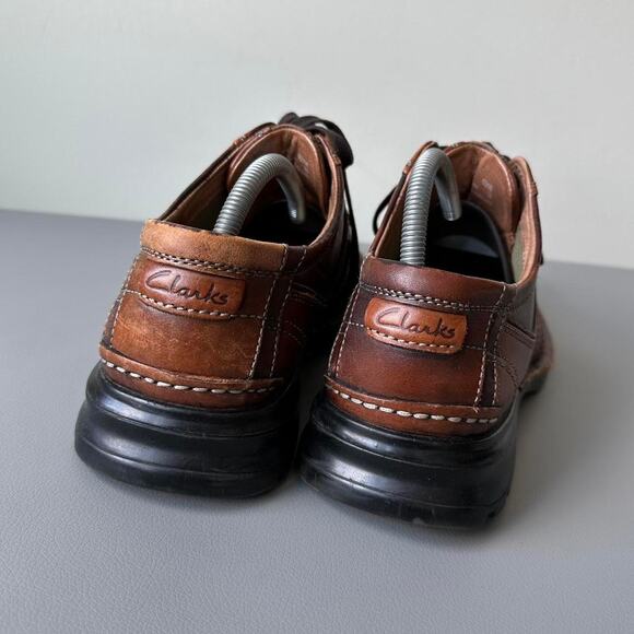 Vintage Brown Leather Clarks Square Toe Lace Up Dress Shoes main image 4